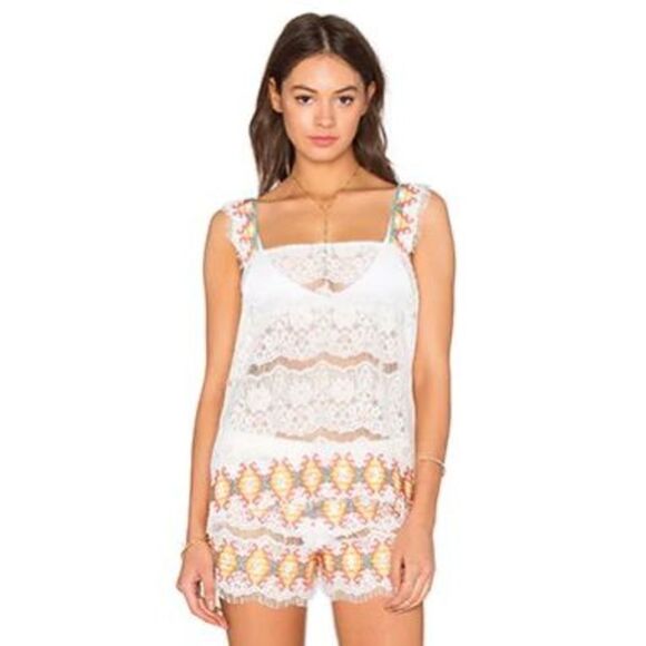 NEW!! QUEEN & PAWN Kea Lace Embroidered Short in Orange Size Medium - Picture 8 of 9